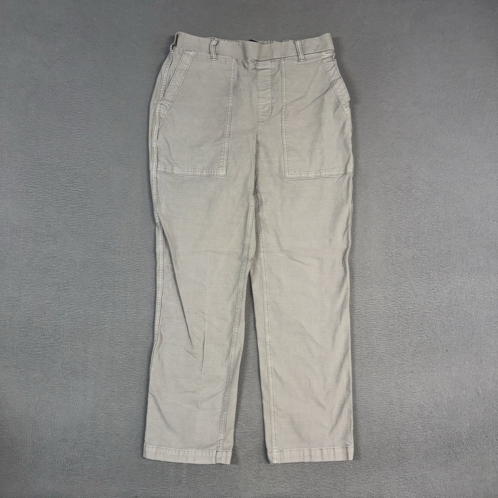 Lands End Pants Womens 12 Gray Straight Leg Pull On Stretch Cotton Blend Utility